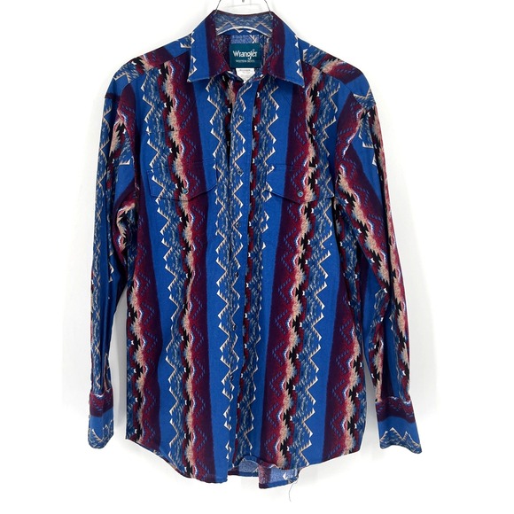Wrangler Western Shirt‎ Mens M Aztec Cowboy Rodeo Native Country Vintage